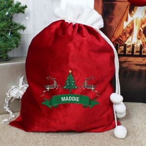 Personalised Nordic Red & White Faux Fur luxury Christmas Sack