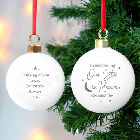 Personalised Our Star In Heaven Christmas Memorial Bauble