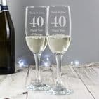 Personalised Pair Of Anniversary Champagne Flutes Add Any Number and a special message for a thoughtful anniversary present.