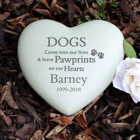 Personalised Paw Prints Heart Pet Memorial Stone For Dog