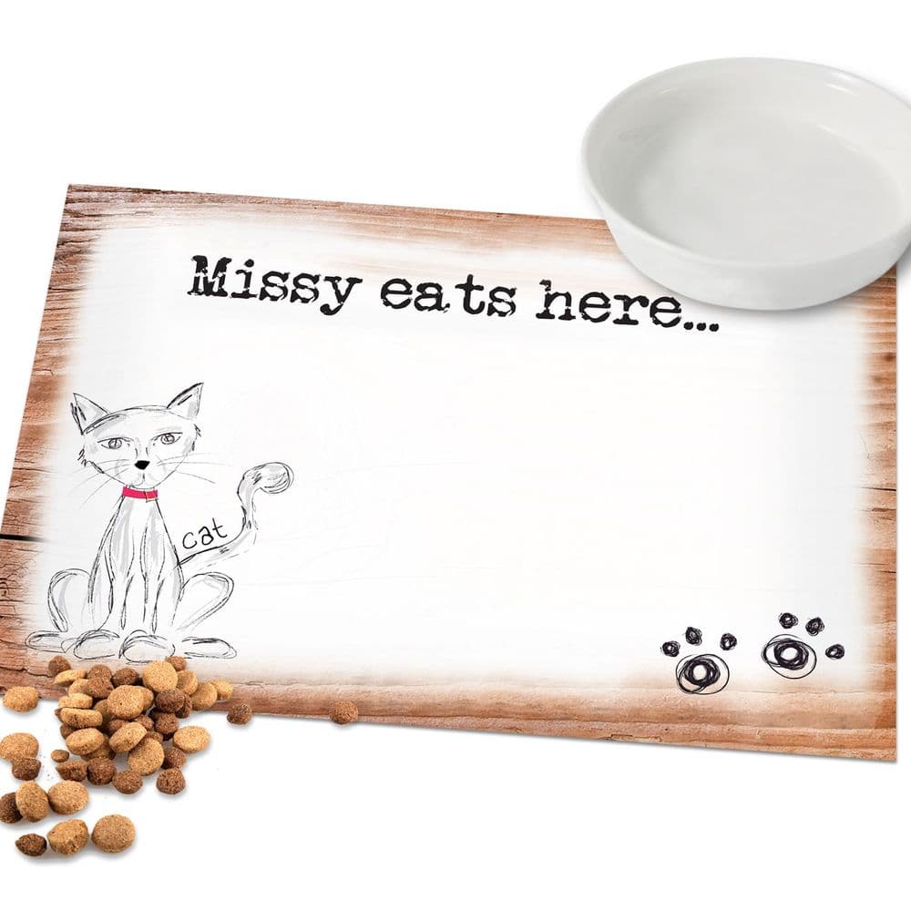 Personalised Pet Food Place Mat Cat Gift Helping you to keep your