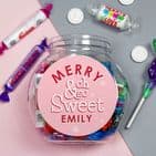 Personalised Pink Mini Sweet Jar Christmas Gift   Perfect for friends and family this Christmas.