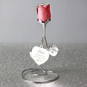 Personalised Pink Rose Bud Ornament Gift and Keepsake