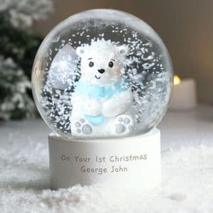 Personalised Polar Bear First Christmas Glitter Snow Globe Gift
