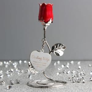 Personalised Red Rose Valentines Day Gift Ornament for Wife or Girlfriend