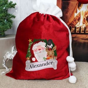 Personalised Red & White Faux Fur luxury Christmas Santa Sack
