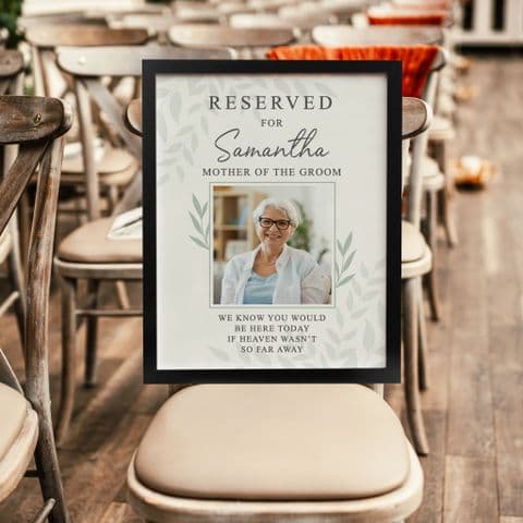 Personalised 'Reserved For' Memorial Frame -Black, White or Oak - Upload Your Photo