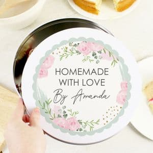 Personalised Rose Design Cake Tin Gift