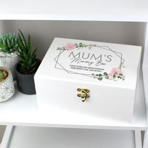 Personalised Rose Design White Wooden Memory Keepsake Storage Box