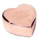 Personalised Rose Gold Heart Shape Trinket Box - Bridesmaid gift