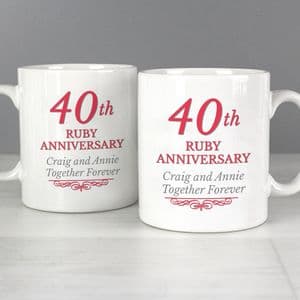 Personalised Ruby 40th Wedding Anniversary Mug Set Gift