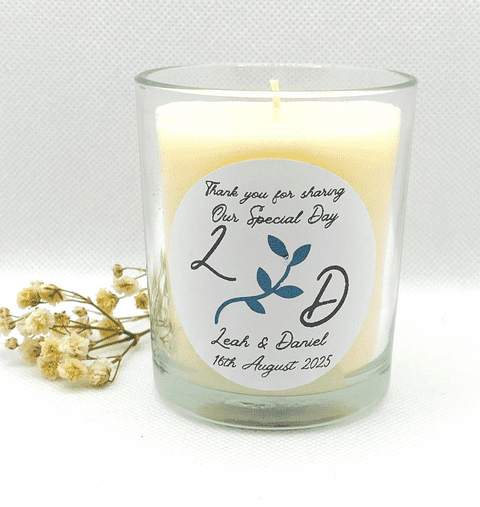 Personalised Scented Candle Wedding & Anniversary Favour