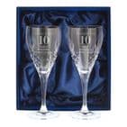 Personalised Set Of 2 Crystal Wine Glasses For Anniversary Gift.  Add any message for a beautiful present.