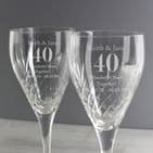 Personalised Set Of 2 Crystal Wine Glasses For Anniversary Gift.  Add any message for a beautiful present.
