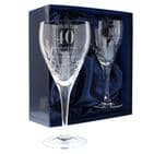 Personalised Set Of 2 Crystal Wine Glasses For Anniversary Gift.  Add any message for a beautiful present.