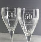 Personalised Set Of 2 Crystal Wine Glasses For Anniversary Gift.  Add any message for a beautiful present.