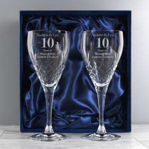 Personalised Set Of Crystal Wine Glasses For Anniversary Gift