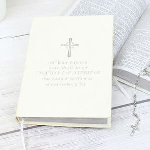 Personalised Silver Cross Holy Bible Eco Friendly Religious Gift