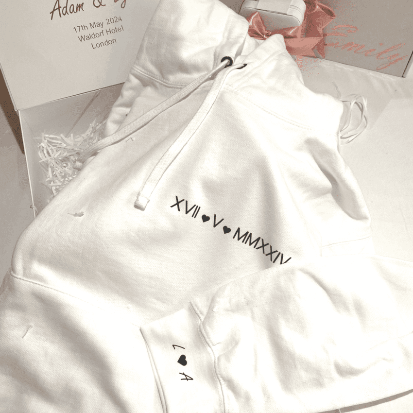 Personalised Special Date Roman Numeral Hoodie Sweatshirt Couples gift