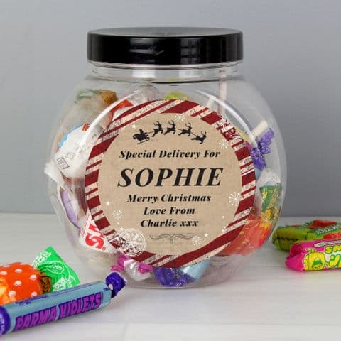 Personalised Special Delivery Sweet Jar Christmas Gift