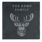 Personalised Black Stag Design Slate coaster