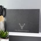 Personalised Black Stag Design Slate Serving Board Platter and place mat