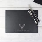 Personalised Black Stag Design Slate Serving Board Platter and place mat