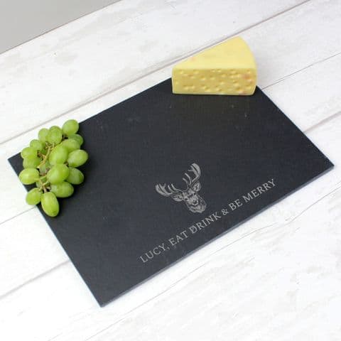 Personalised Stag Design Slate Serving Board Platter