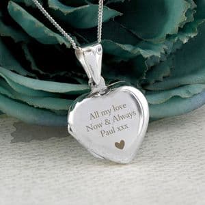 Personalised Sterling Silver Heart Shape Locket Necklace Gift