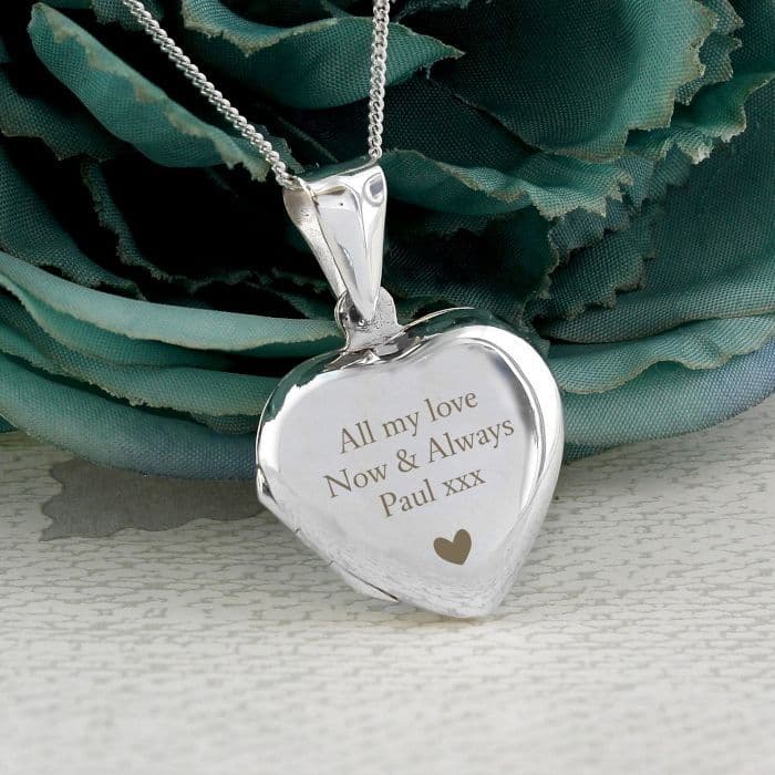 Personalised Sterling Silver Heart Shape Locket Necklace Gift