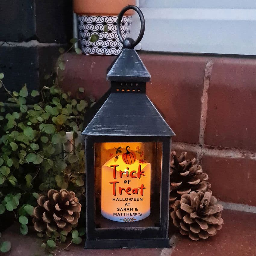 Personalised Trick Or Treat Light Up Halloween Lantern Ornament decoration