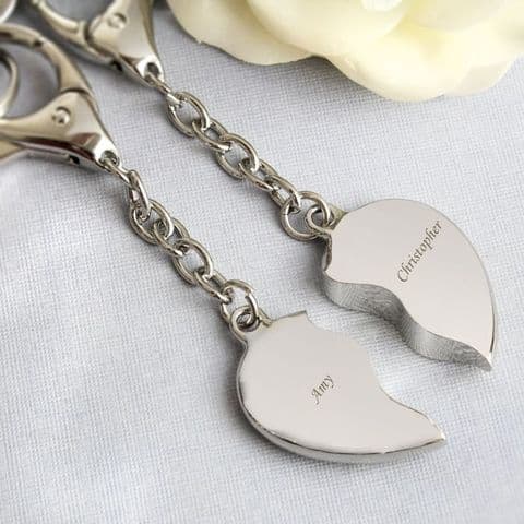 Personalised two hearts matching keyrings anniversary valentines friendship gift