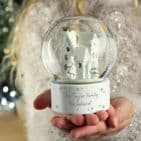 Personalised Village Scene Christmas Glitter Snow Globe Gift engraved with any message