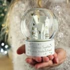 Personalised Village Scene Christmas Glitter Snow Globe Gift engraved with any message