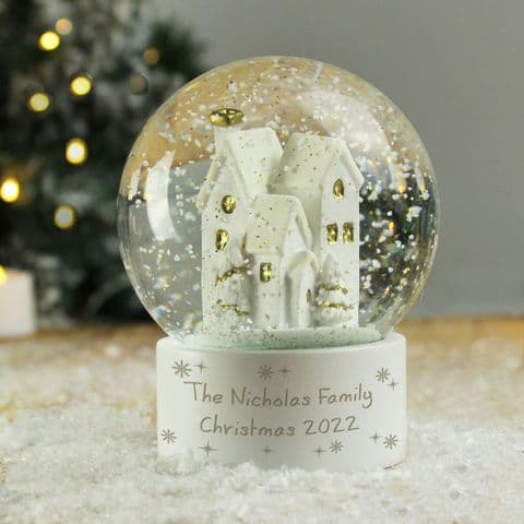 Personalised Village Scene Christmas Glitter Snow Globe Gift