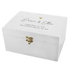 Personalised White Memory Box With Gold Heart - Add any message
