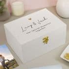Personalised White Memory Box With Gold Heart - Add any message