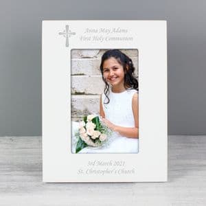 Personalised White Wooden Holy Communion & Confirmation Photo Frame Gift 4 x 6