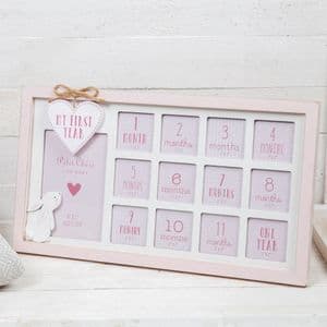 Petit Cherie My First Year Wooden Photo Frame Pink