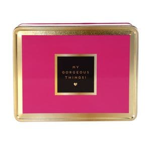 Pink and Gold Decorative Storage Tin For Student, Office storage