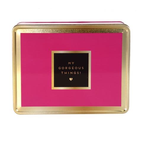 Pink and Gold Decorative Storage Tin For Student, Office storage