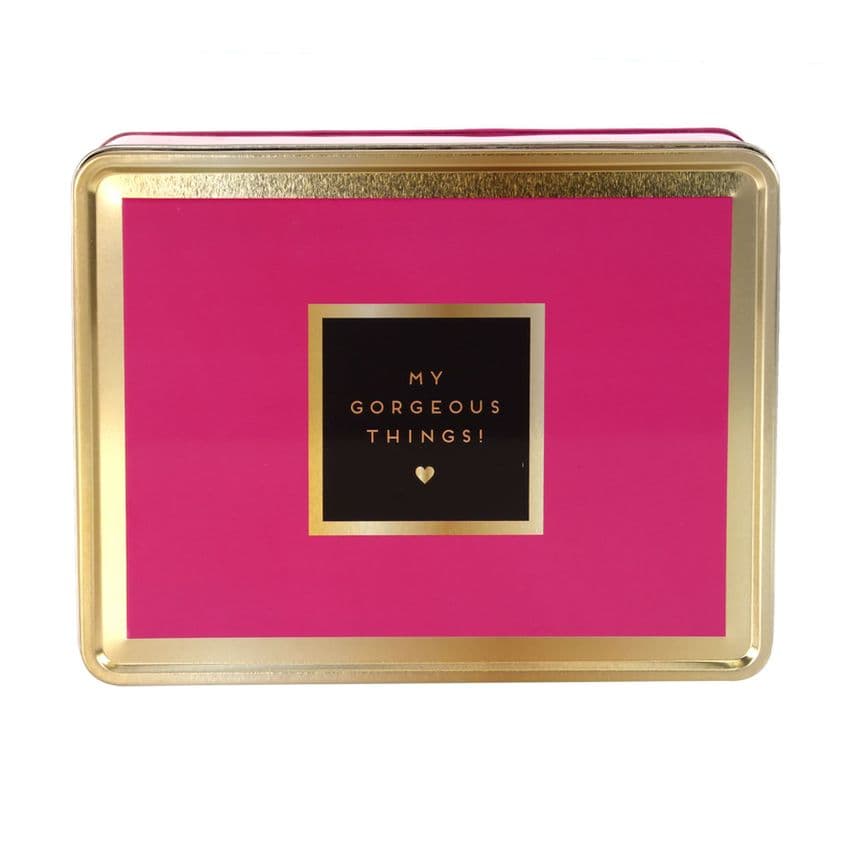 Pink and Gold Decorative Storage Tin For Student, Office storage