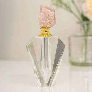 Pink Crystal Stone and Glass Perfume Bottle