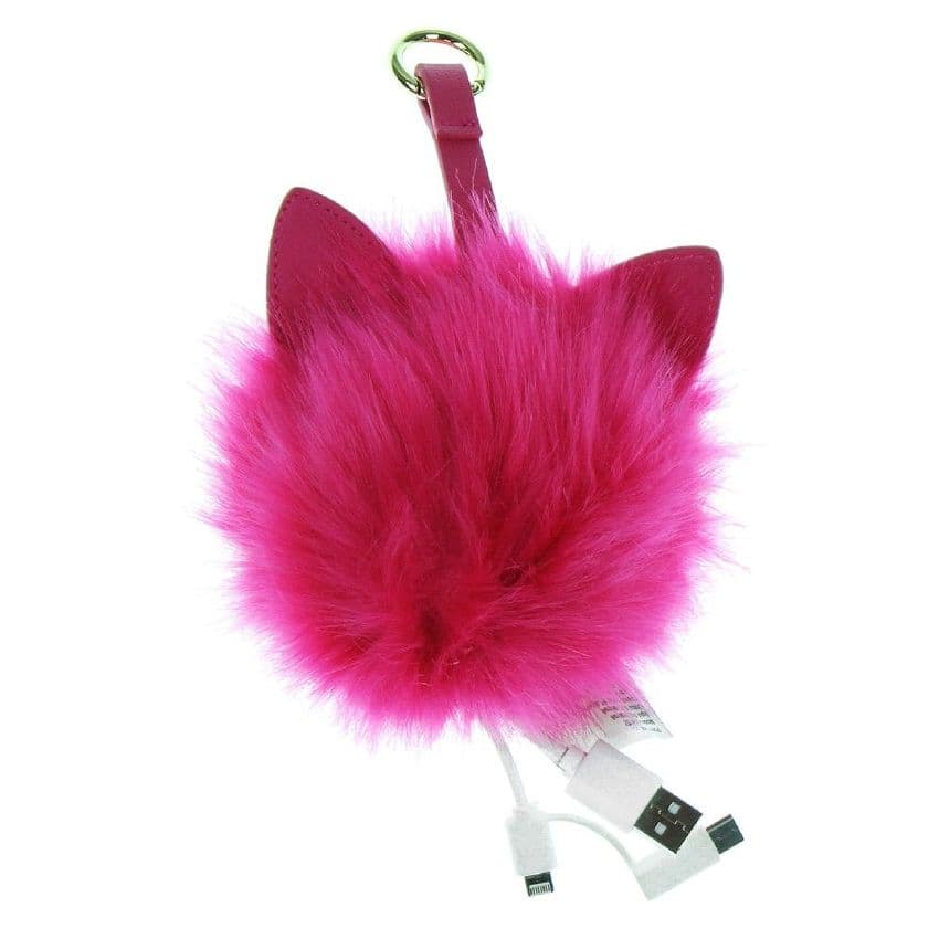Pink Fur Pom Pom Powerbank Charger Micro USB Gift. Great gift idea for teenagers