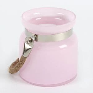 Pink Glass Candle Lantern With Rope Handle and Chrome Trim Home Decoration