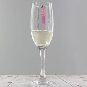 Pink Lady Design Mother of Groom Champagne Flute Gift For Wedding Party