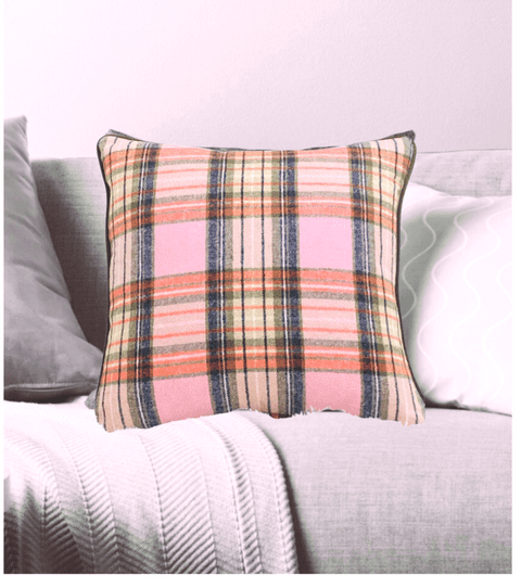 Pink Tartan Cushion – Handmade in Manchester By Avidity