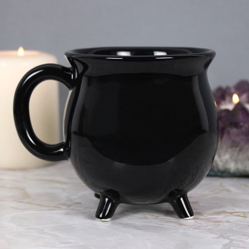 Black Witches Cauldron Shaped Mug in gift box. Perfect Halloween gift idea