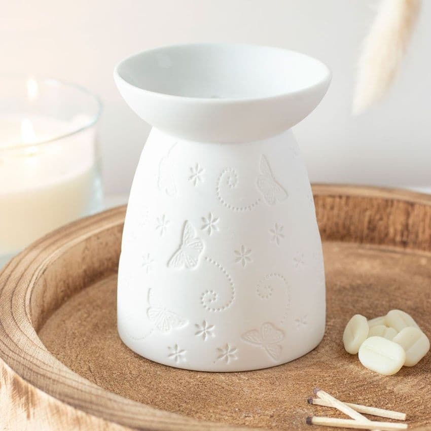 Pure White Minimalist Butterfly Wax Melt Oil Burner Gift
