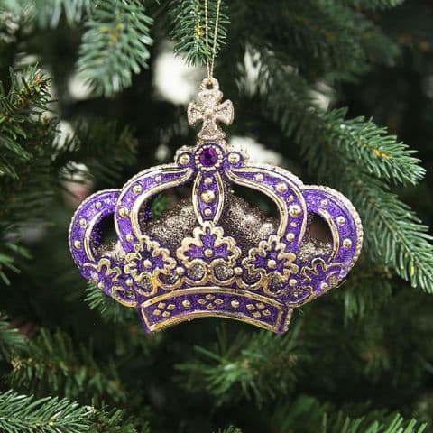 Purple and Gold Royal Crown Christmas Tree Decoration Ornament (1)